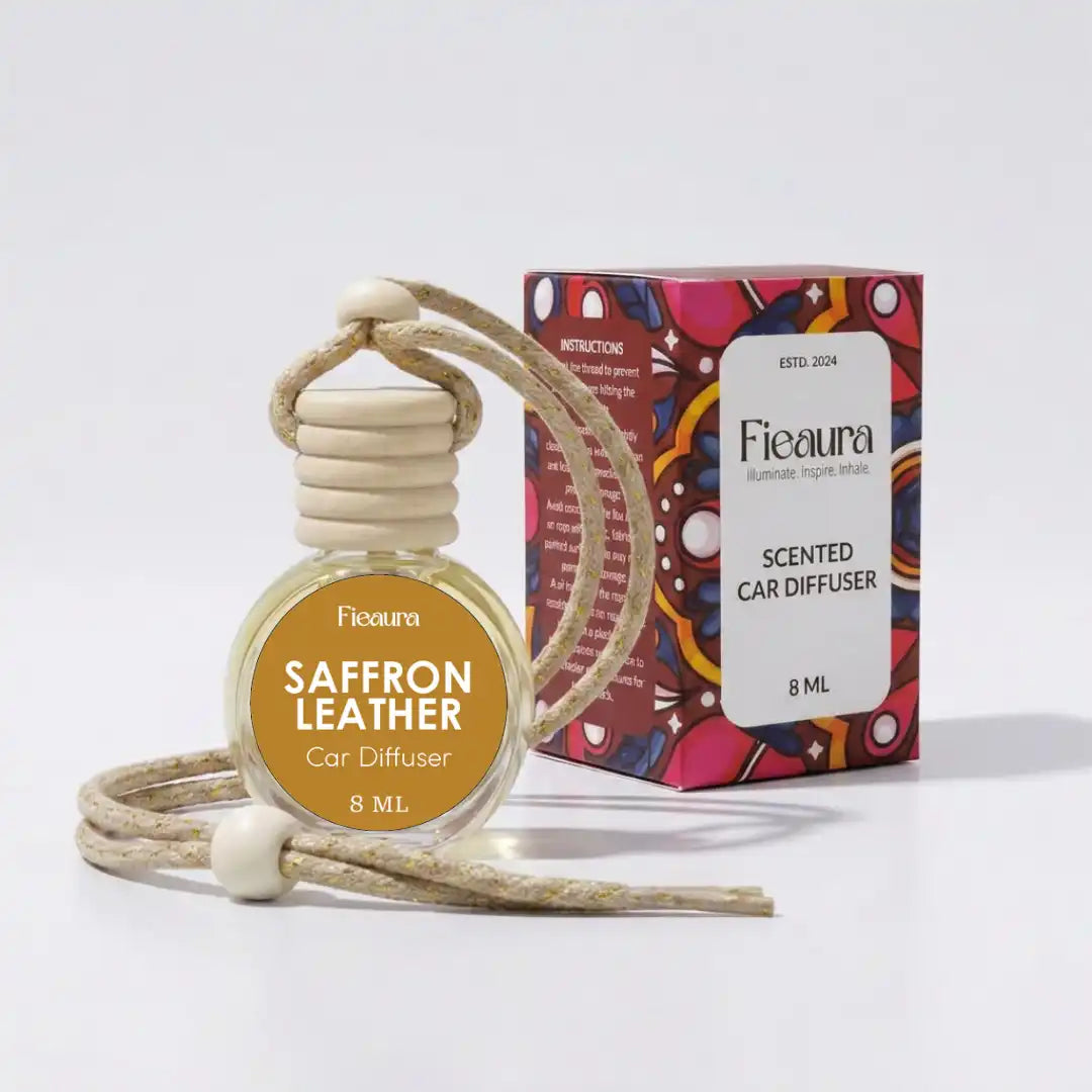 saffron leather Hanging Car Diffuser With Box