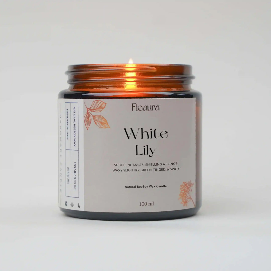 White Lily - Amber Glass Jar