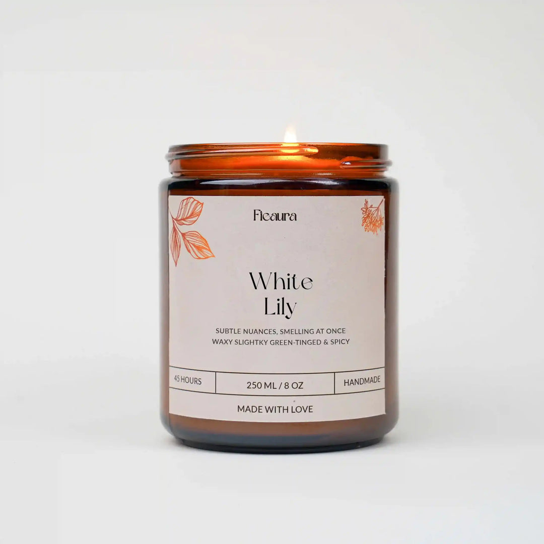 White Lily - Amber Glass Jar
