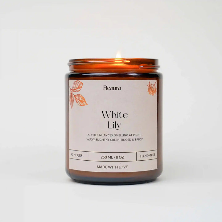 White Lily - Amber Glass Jar